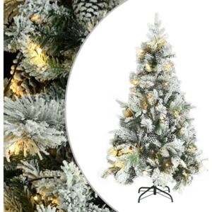 Brad de Crăciun cu zăpadă & LED-uri & conuri, 195 cm, PVC & PE