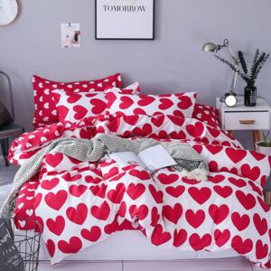 Lenjerie Evolution 6 piese bumbac satinat ELV1017 Red hearts