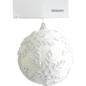 Glob Craciun model fulg, Ø 10 cm, alb