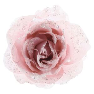 Decoratiune trandafir, roz cu sclipici