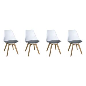 Set scaune stil scandinav alb-gri BASIC 3 + 1 GRATIS!