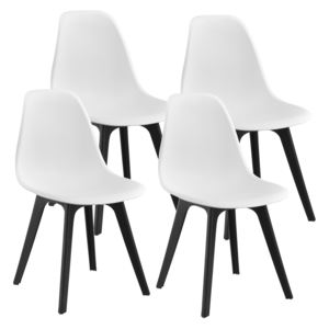 [en.casa]® Set patru bucati scaune design Ava, 83 x 54 x 48 cm, plastic, alb/negru