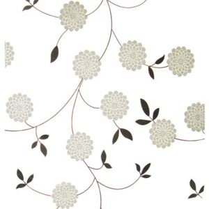 Perdea de dus Bisk Flower Grey, 180x200 cm, plastic, inclusiv inele de prindere