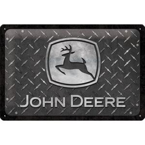 Nostalgic Art Placă metalică: John Deere (Diamond Plate Black) - 30x20 cm