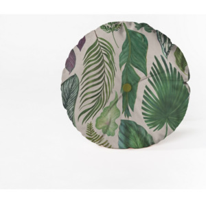 Pernă decorativă rotundă Velvet Atelier Leaves, ⌀ 45 cm