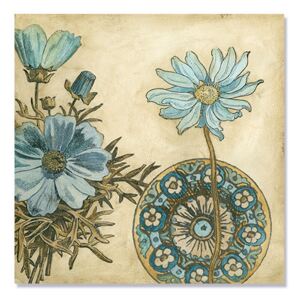 Tablou Canvas - Flori albastre I, Retro, Albastru, Maro