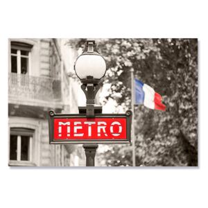 Tablou Canvas - Paris Metrou, Steag, Franta, Alb negru