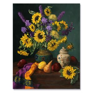 Tablou Canvas - Flori in Stil Victorian, Buchet colorat, Fructe de Toamna, Retro