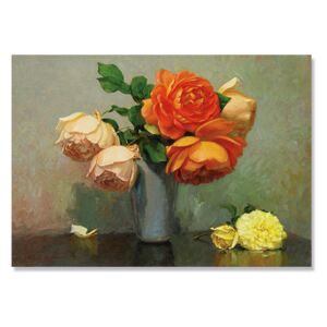 Tablou Canvas - Buchet de Trandafiri Colorate, Vaza, Retro