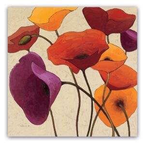 Tablou Canvas -Floral, Vintage, Papadie, Violet, Rosu