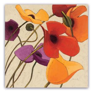 Tablou Canvas -Floral, Vintage, Papadie, Violet, Galben