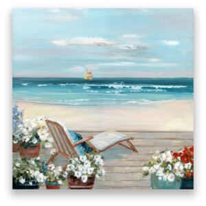 Tablou Canvas - Peisaj, Mare, Valuri, Plaja, Nisip, Flori, Vara