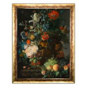 Tablou Inramat - Jan van Huysum, Still Life with Flowers and Fruit, Rama Auriu
