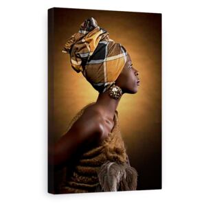 Tablou Canvas - Regina Africana 2, Portret, Femeie, Maro, Cercel, Pene