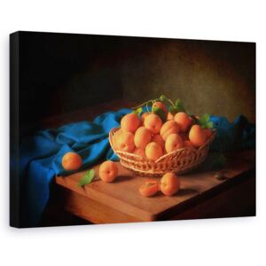 Tablou canvas - Natura moarta cu caise, Rustic, Cos De Fructe