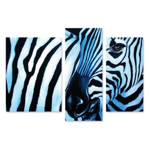 Tablou Multicanvas - Privirea Zebrei, Animal salbatic, Alb, Negru