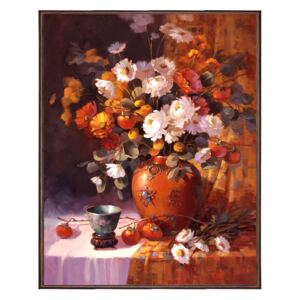 Tablou Canvas Inramat - Canbox - Flori, Floare, Natura Moarta, Rama Wenge