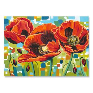 Tablou Canvas - Flori de maci in culori vii III, Portocaliu, Galben, Albastru
