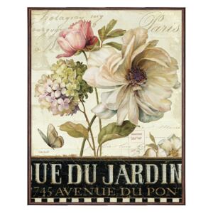 Tablou Canvas Inramat - Canbox - Flori, Floare, Bujori, Paris, Vintage, Primavara, Rama Wenge