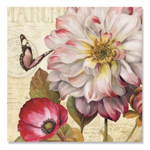 Tablou Canvas - Frumusete clasica III, flori, fluture, Retro