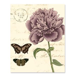 Tablou Canvas - Floare IV, Fluture, Retro, Mov, Verde