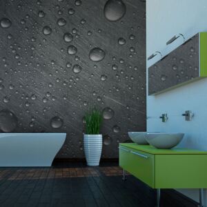 Fototapet Bimago - Steel surface with water drops + Adeziv gratuit 200x154 cm