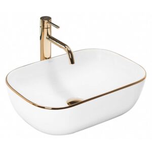 Lavoar Belinda Alb Gold Edge ceramica sanitara – 46,5 cm