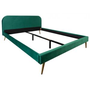 Cadru pat verde din catifea si metal 150x210 cm Famous Invicta Interior