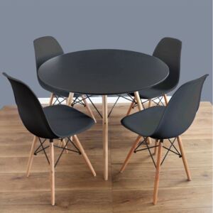 Set de masă GULDEN, masă neagră + 4x scaune neagră