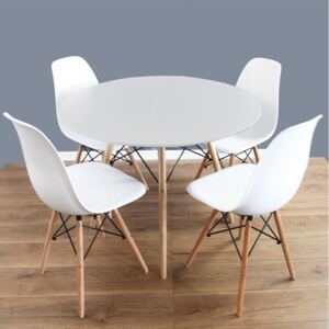 Set de masă GULDEN, masă albă + 4x scaune albe