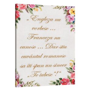 Tablou mesaj 8 martie "Te iubesc" (Material: Canvas Bumbac, Dimensiune: 30/40)