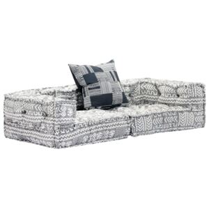 Canapea extensibilă modulară cu 2 locuri, gri, material textil