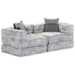 Canapea extensibilă modulară cu 2 locuri, gri deschis, textil