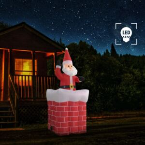 Moș Crăciun în horn, mișcare automată, LED, IP44, 180 cm