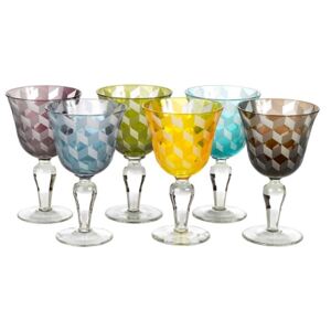Set 6 pahare colorate din sticla pentru vin Block Pols Potten