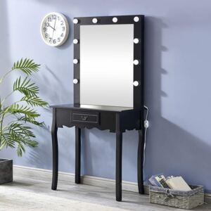 SEA157 - Set Masa toaleta cosmetica 80 cm machiaj masuta vanity, oglinda cu LED-uri - Negru