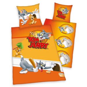 Lenjerie de pat Herding Tom și Jerry, din bumbac pentru copii, 135 x 200 cm, 80 x 80 cm
