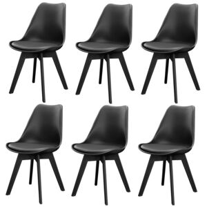 [en.casa] Set 6 scaune design - 83 x 48cm, plastic, negru