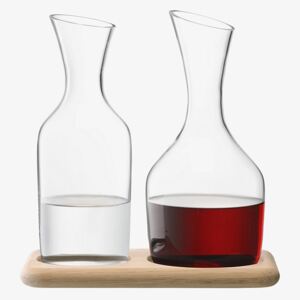 Set de carafe pentru apă și vin & suport de stejar, Wine, 1.2 L/1.4 L, transparente - LSA International