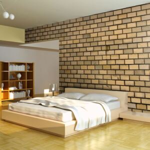 Fototapet - Brick wall in beige color 350x270 cm