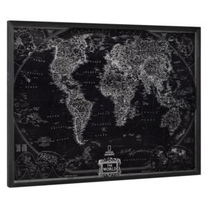 Design fotografie de perete pe placa de aluminiu Modell 10 - Harta lumii, 60x80x2,8cm, cu rama lemn