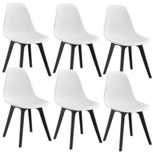 Set sase bucati scaune design Axa, 83 x 54 x 48 cm, plastic, alb/negru