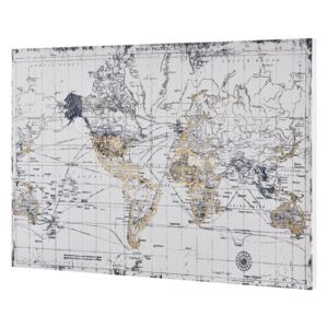 Design fotografie de perete imprimata pe hartie pergament - harta lumii Model 2- cu rama ascunsa - 60x90x3,8cm