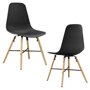 Set 2 scaune design - 85,5 x 46 cm, forma sezut scoica - negru