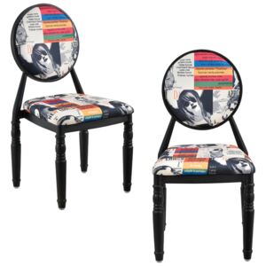 Set 2 scaune design vintage - negru/ cu model