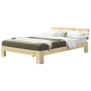 Rama pat din lemn de brad Corina cu gratar pat, 200 x 140 cm, lemn de brad, 200 Kg, culoarea lemnului, pentru 2 persoane