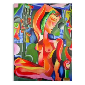 Tablou nud abstract "Nud Rosu",120x90cm, pictat manual de DOBOS