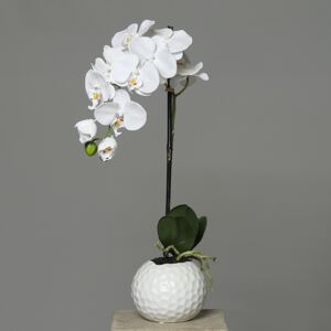 Orhidee artificiala alba in ghiveci ceramic - 46 cm