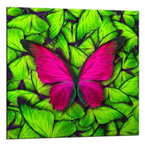 Styler Tablou pe sticlă - Green Butterfly | Dimensiuni: 20x20 cm