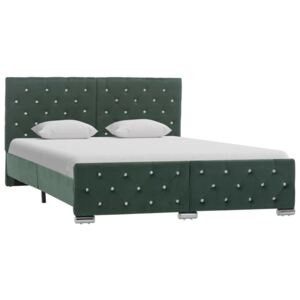 Cadru de pat, verde închis, 140 x 200 cm, material textil